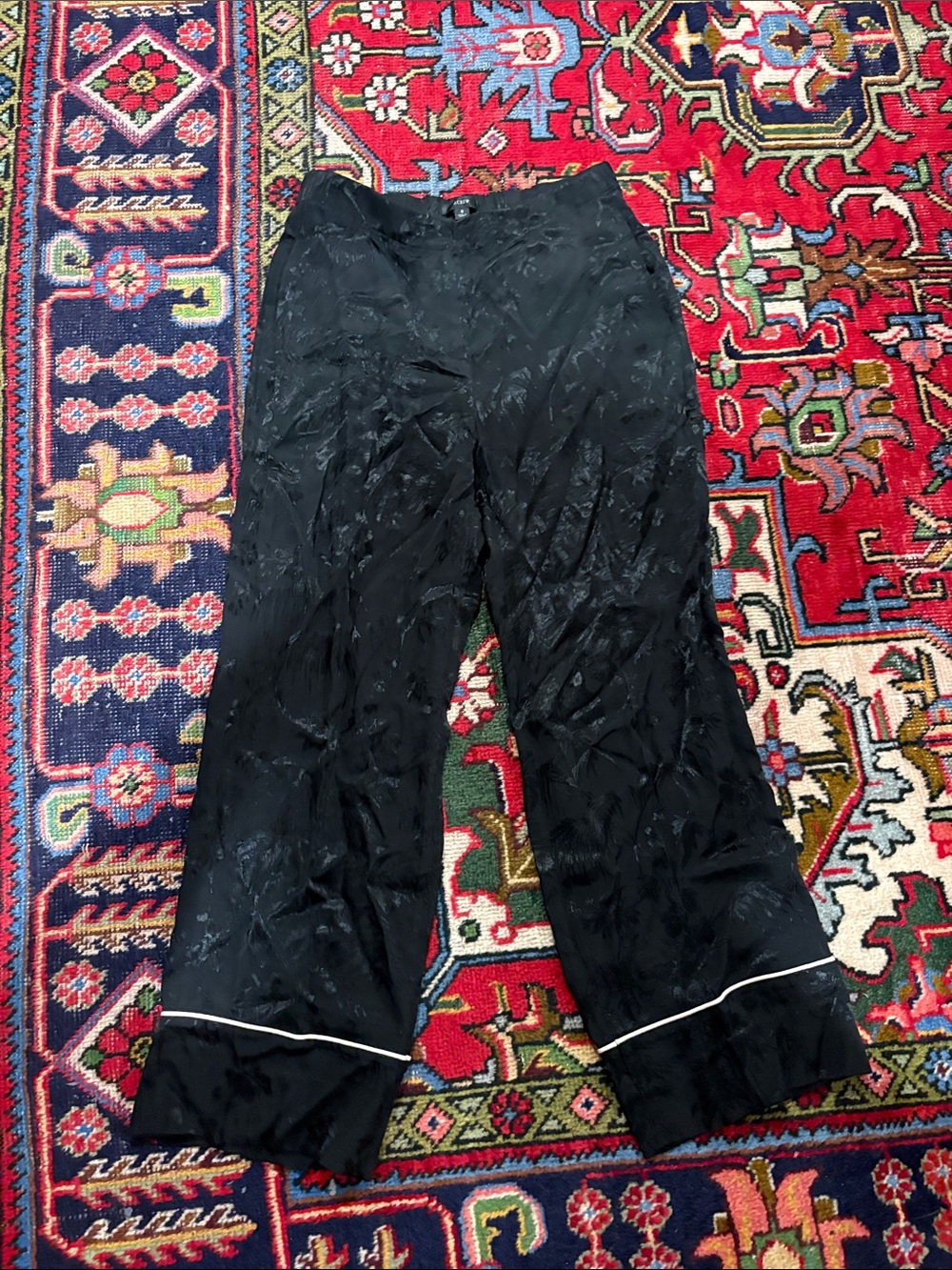 J. Crew black silky tonal pattern pajama style pants size 8 - Picture 1 of 6